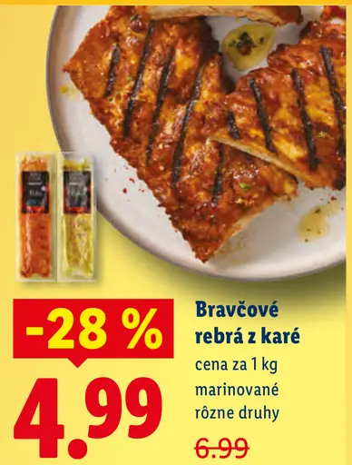 Bravčové rebrá z karé marinované rôzne druhy