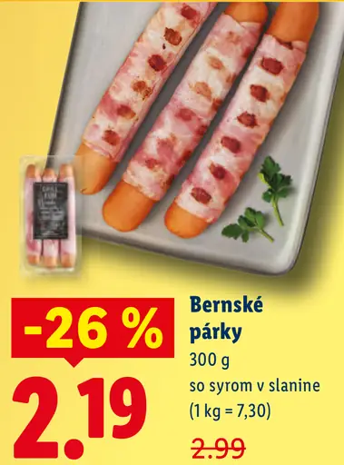 Bernské párky so syrom v slanine
