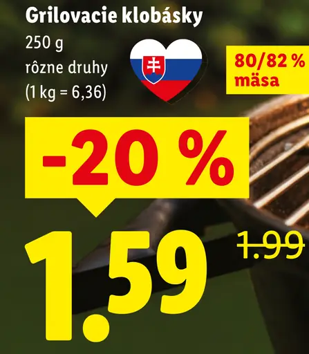 Grilovacie klobásky rôzne druhy