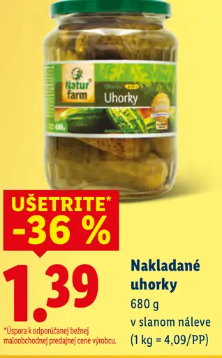 Natur Farm nakladané uhorky v slanom náleve