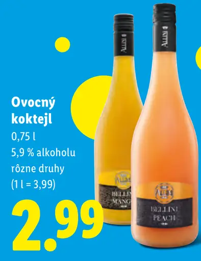 Bellini ovocný koktejl
