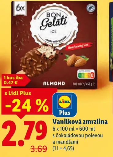 Bon Gelati Vanilková zmrzlina s mandľami