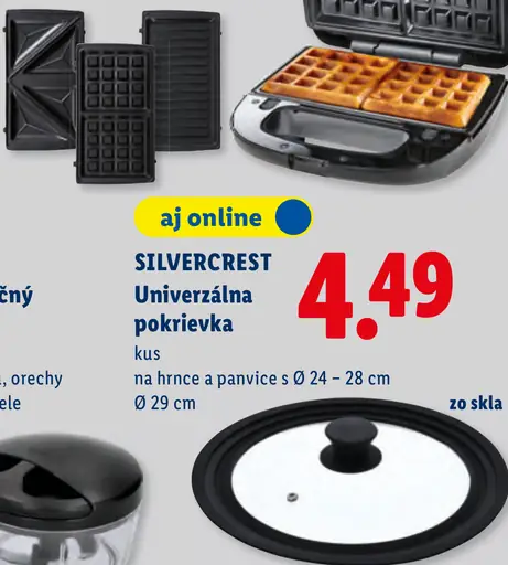 Silvercrest univerzálna pokrievka zo skla na hrnce a panvice s priemerom 24 – 28 cm