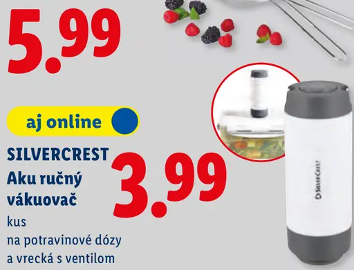 Silvercrest aku ručný vákuovač na potravinové dózy a vrecká s ventilom