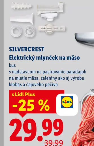 Silvercrest elektrický mlynček na mäso s nadstavcom na pasírovanie paradajok na mleté mäso, zeleniny a na výrobu klobás a čajov…