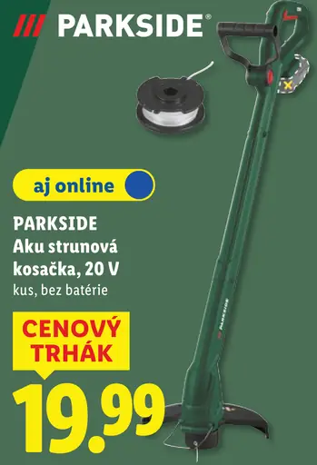 Parkside akumulátorová strunová kosačka, 20 V, bez batérie