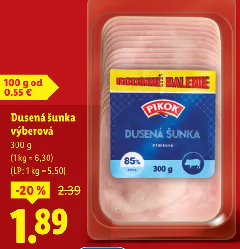 Pikok Dusená šunka výberová – Lidl Plus cena