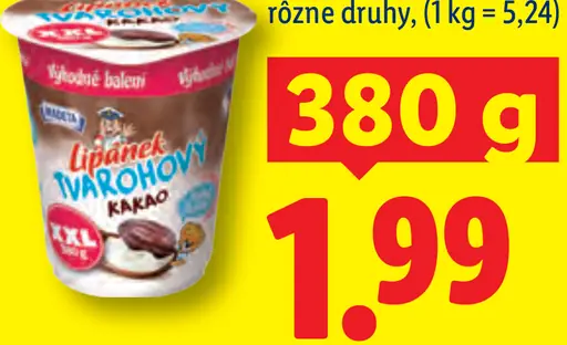 Lipánek rodinný tvarohový dezert, rôzne druhy