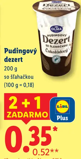 Olma Pudingoý dezert so šľahačkou čokoládový