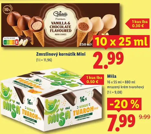 Gelatelli zmrzlinový kornútik Mini, vanilková a čokoládová príchuť