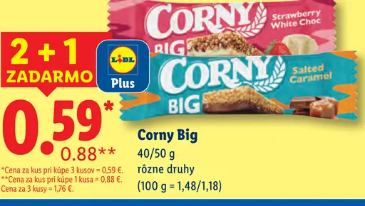 Corny Big tyčinka rôzne druhy