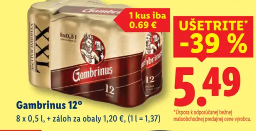 Gambrinus 12° plechovka