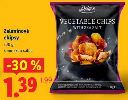 Deluxe zeleninové chipsy s morskou soľou