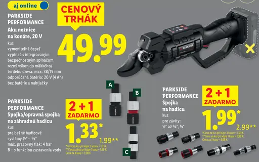 Parkside Performance aku nožnice na konáre, 20 V