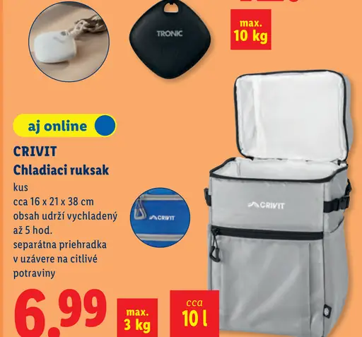 Crivit chladiaci ruksak s oddelenou priehradkou na citlivé potraviny