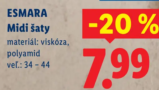 Esmara midi šaty, materiál: viskóza, polyamid, veľkosti 34–44