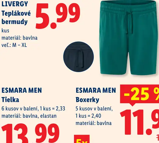 Livergy teplákové bermudy