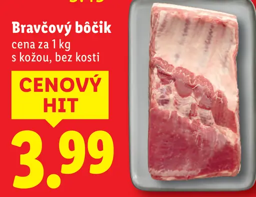 Bravčový bôčik bez kosti údený