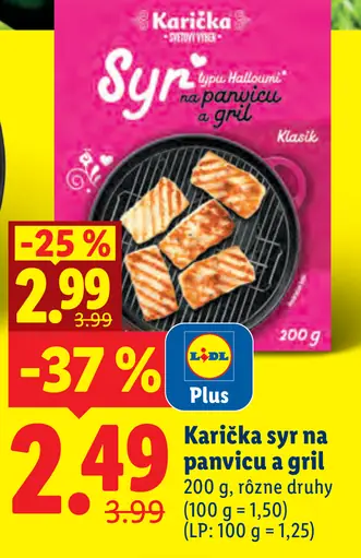 Karička Syr na panvicu a gril, klasik