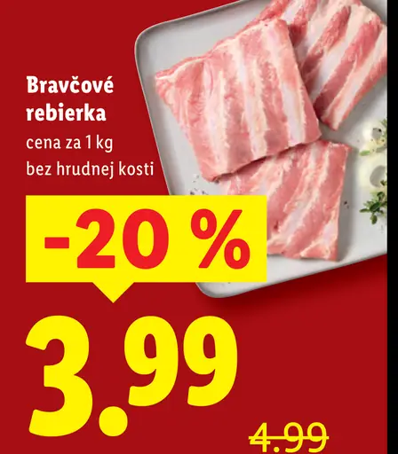 Bravčové rebierka bez hrudnej kosti