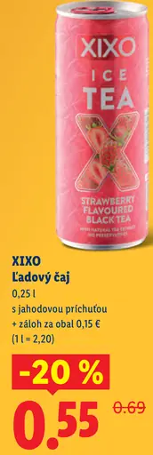 Xixo broskyňový a jahodový ľadový čaj
