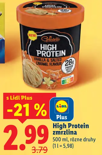 Gelatelli High Protein zmrzlina, vanilková a slaný karamel