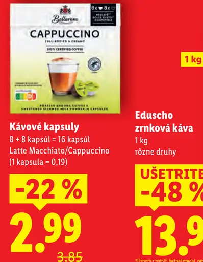 Kávové kapsuly Latte Macchiato a Cappuccino
