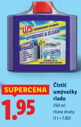 W5 čistič umývačky riadu hygienic & clean rôzne druhy