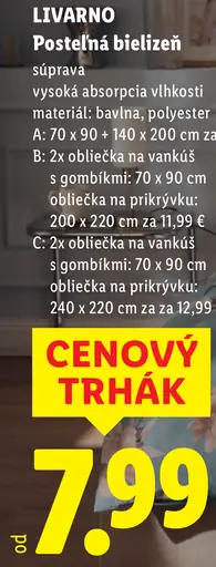 Livarno posteľná bielizeň – súprava A, bavlna a polyester, rozmery 70 × 90 cm a 140 × 200 cm