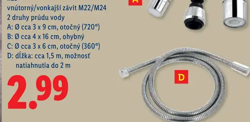 LIVARNO nadstavec na vodovodnú batériu alebo elastická sprchová hadica, variant D – elastická hadica s možnosťou natiahnutia
