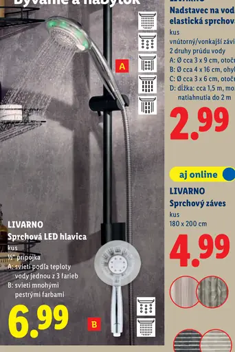 LIVARNO sprchová LED hlavica, variant A – svieti podľa teploty vody jednou z 3 farieb