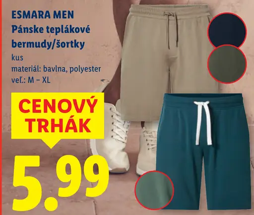 Pánske teplákové bermudy/šortky, bavlnené alebo polyesterové