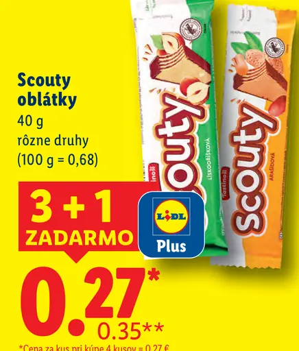 Scouty ovocné oblátky, rôzne druhy