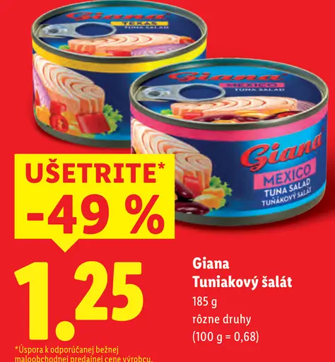 Giana tuniakový šalát viac druhov