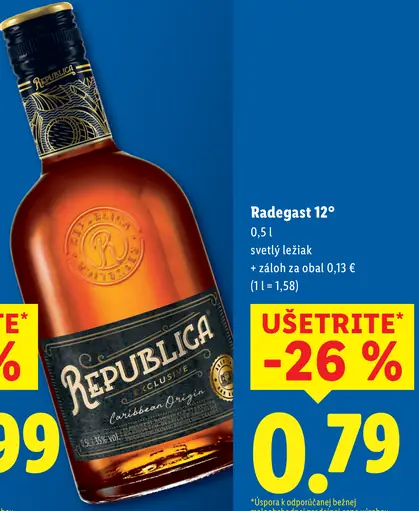 Radegast 12° svetlé ležiakové pivo plechovka