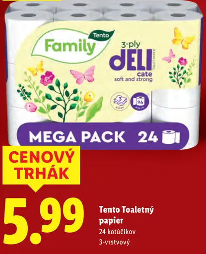 Tento Family deli cat toaletný papier, 3-vrstvový