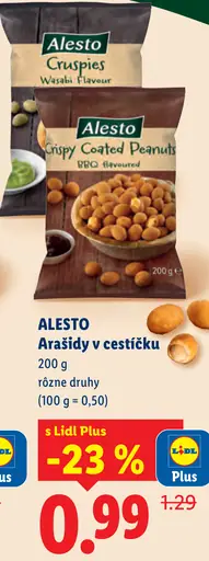 Alesto arašidy v cestíčku rôzne druhy