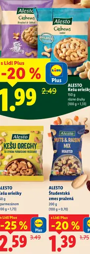 Alesto kešu oriešky s parmezánom