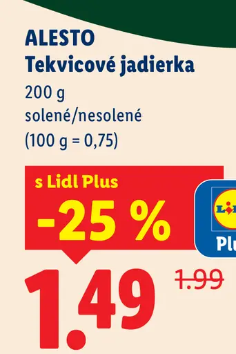 Alesto tekvicové jadierka solené alebo nesolené