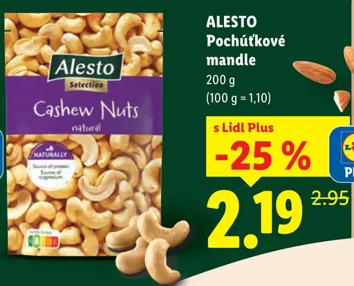 Alesto kešu oriešky natural