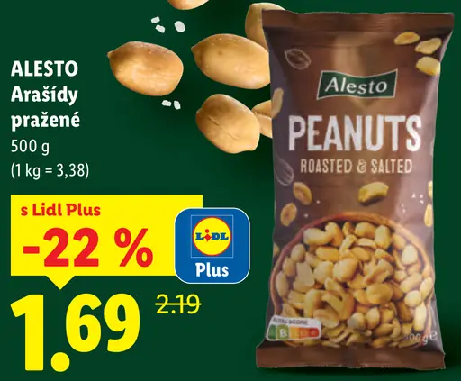 Alesto pražené arašidy