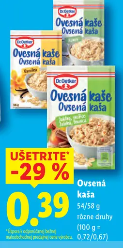 Ovsená kaša rôzne druhy