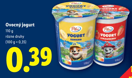Pilos ovocný jogurt – banán, jahoda