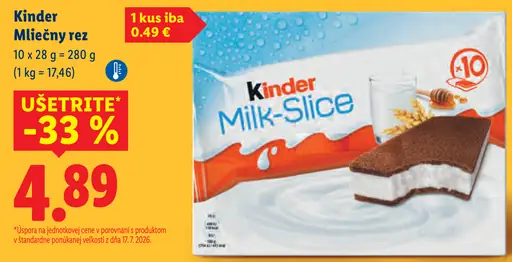 Kinder Mliečny rez