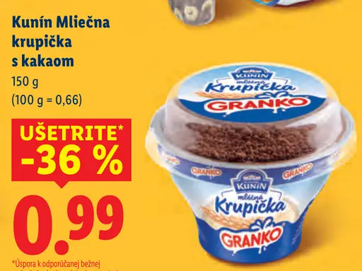 Kunín Mliečna krupička s kakaom Granko
