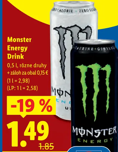 Monster Energy energetický nápoj rôzne druhy