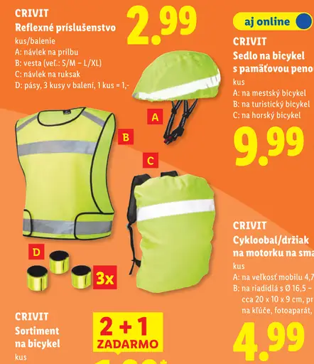 CRIVIT reflexné príslušenstvo na bicykel, variant B vesta, veľkosť S/M – L/XL