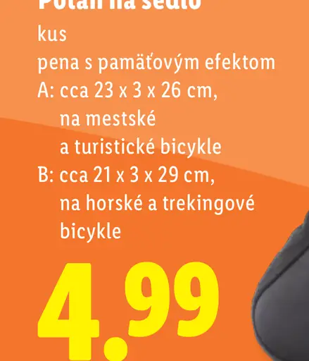 CRIVIT poťah na sedlo, variant A na mestské a turistické bicykle, cca 23 × 3 × 26 cm