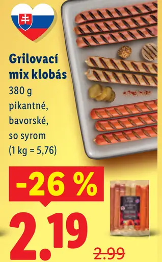 Grilovací mix klobás – pikantné, bavorské a so syrom