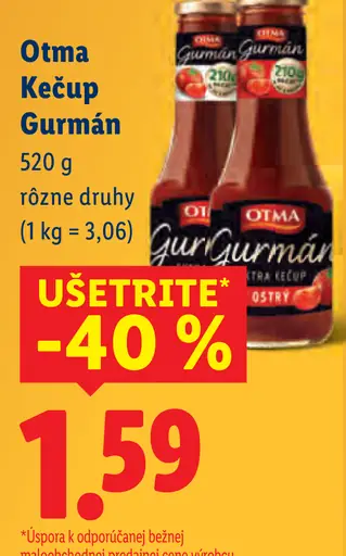Otma Gurmán kečup rôzne druhy